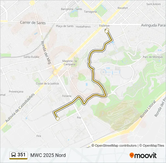 351 Bus Line Map