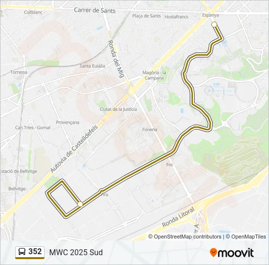 352 Bus Line Map
