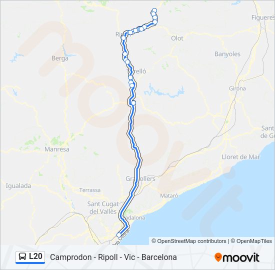 Mapa de L20 de autobús