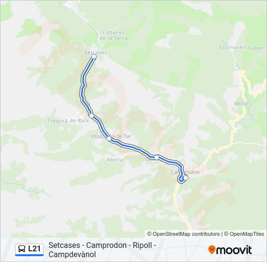 Mapa de L21 de autobús