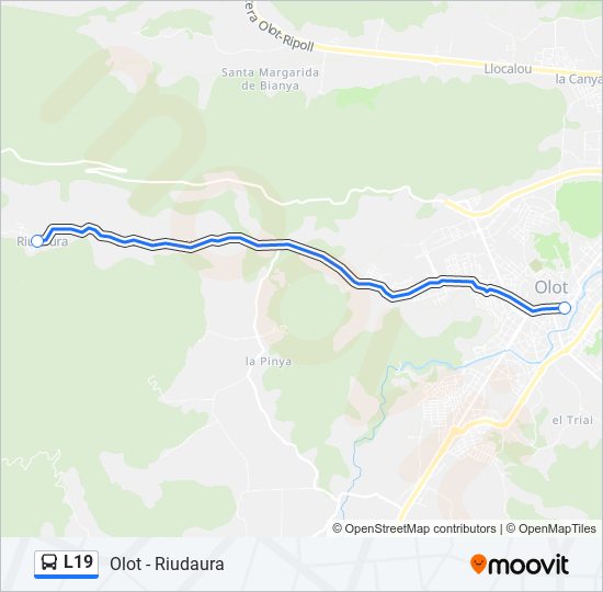 Mapa de L19 de autobús