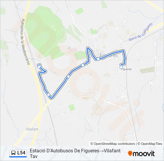 Mapa de L54 de autobús