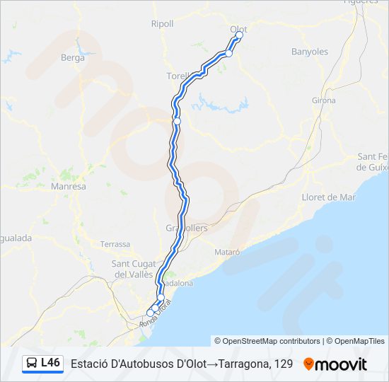 Mapa de L46 de autobús