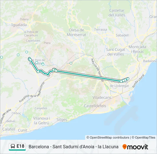 E18 Bus Line Map