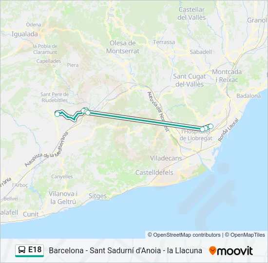 E18 Bus Line Map