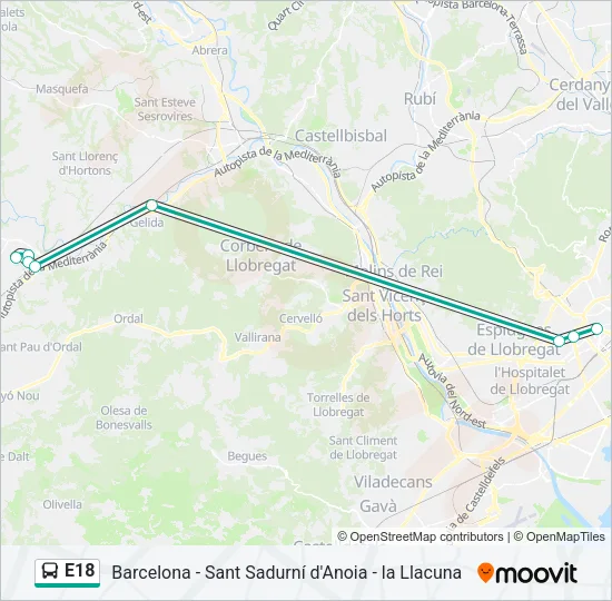 E18 Bus Line Map