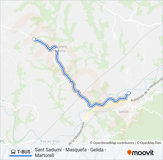 T-BUS Bus Line Map