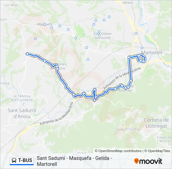 T-BUS Bus Line Map
