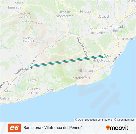 E6 Bus Line Map