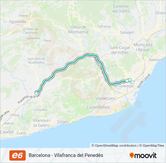 E6 Bus Line Map
