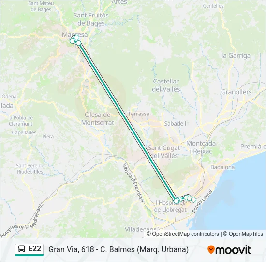 E22 Bus Line Map
