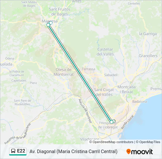 E22 Bus Line Map