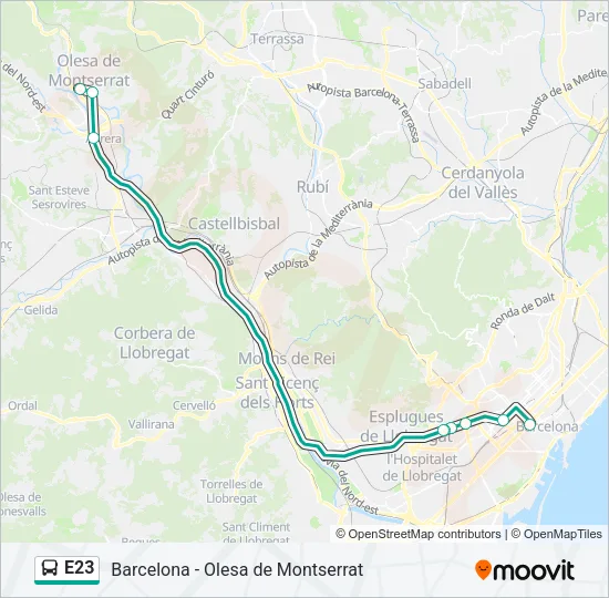E23 Bus Line Map