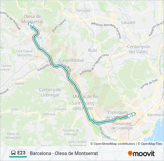 E23 Bus Line Map
