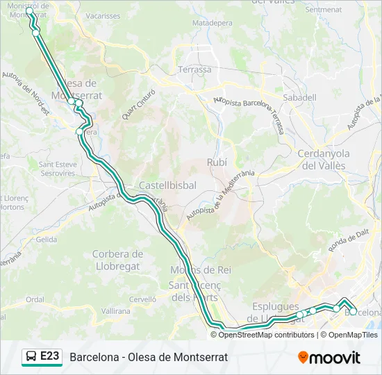 E23 Bus Line Map