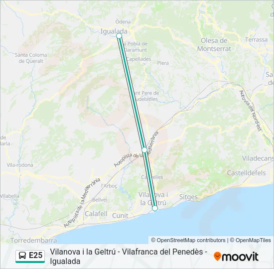 E25 Bus Line Map