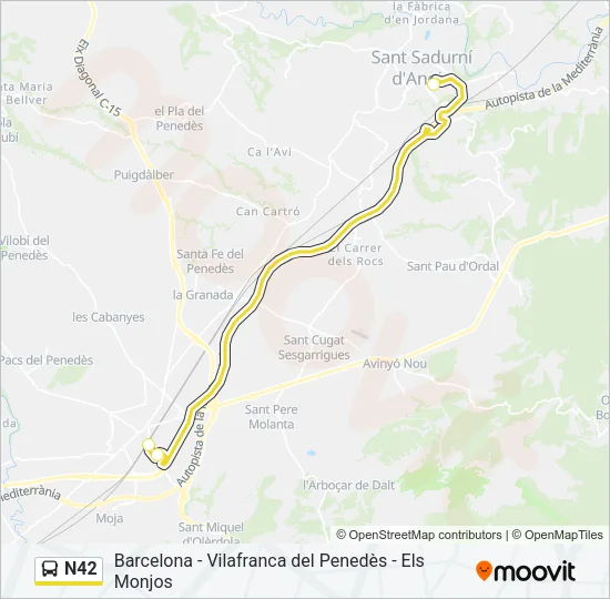 N42 Bus Line Map