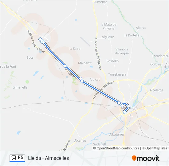 E5 Bus Line Map