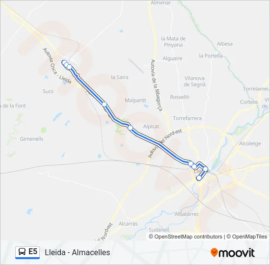 E5 Bus Line Map