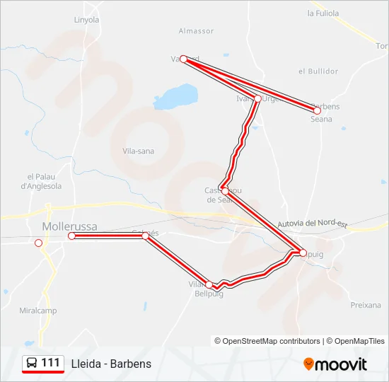 111 Bus Line Map
