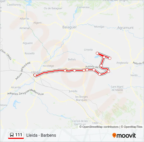 111 Bus Line Map
