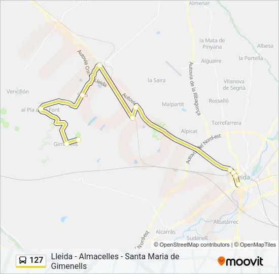 127 Bus Line Map