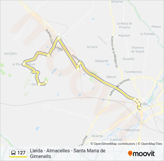 127 Bus Line Map
