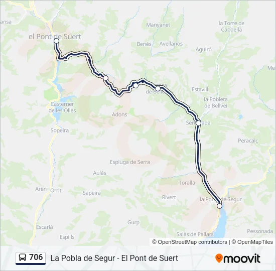 706 bus Mapa de línia
