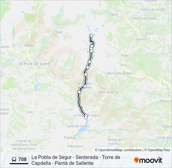 708 Bus Line Map