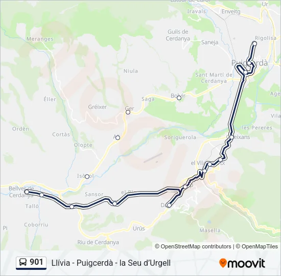 901 bus Mapa de línia