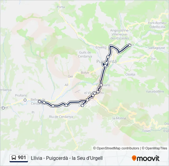 901 bus Mapa de línia