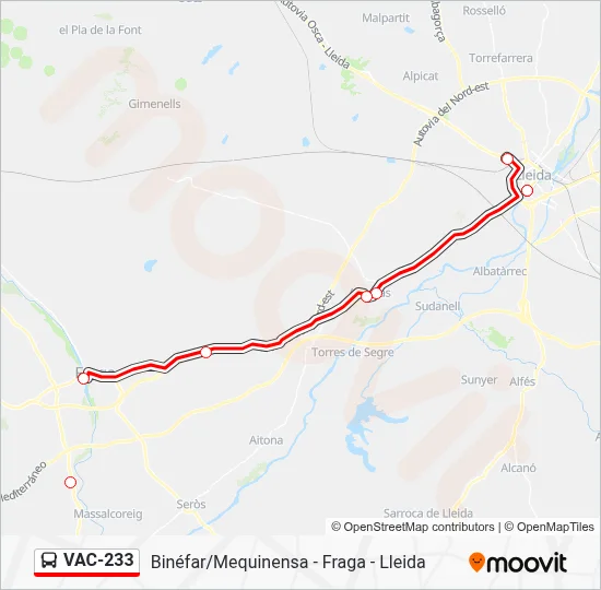 VAC233 Route: Schedules, Stops & Maps - Lleida (Updated)