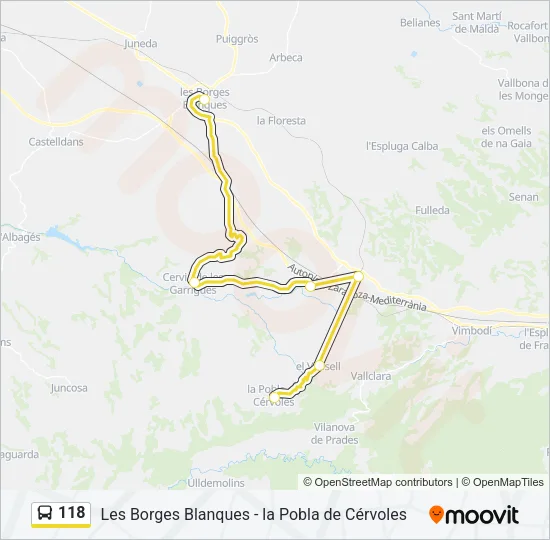 118 Bus Line Map