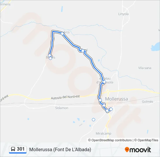 301 Bus Line Map