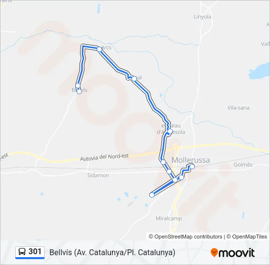 301 Bus Line Map