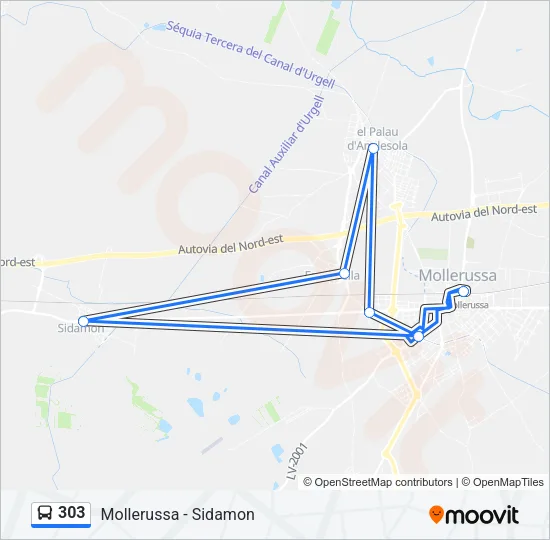303 Bus Line Map
