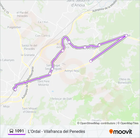 1091 Bus Line Map