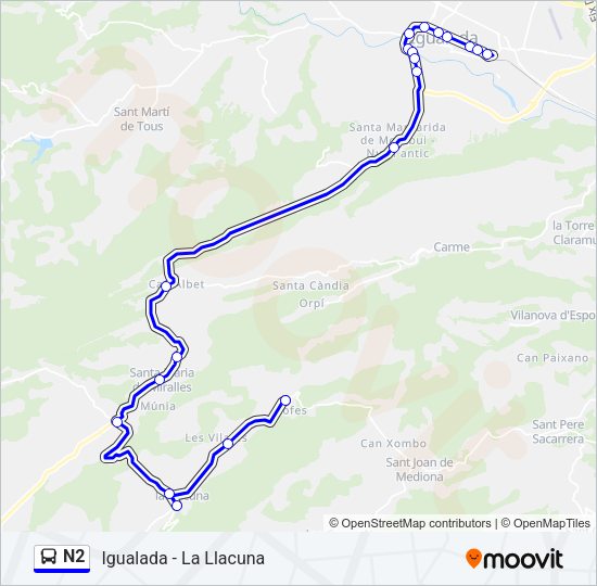 N2 Bus Line Map