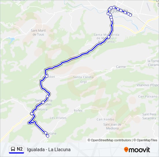 N2 Bus Line Map