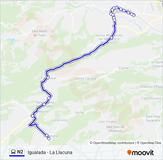 N2 Bus Line Map