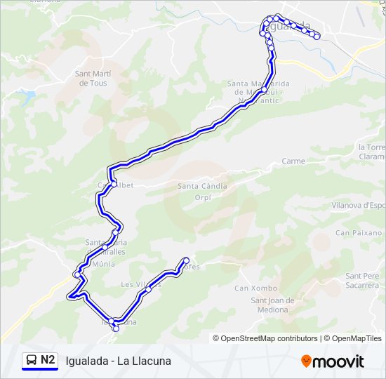 N2 Bus Line Map
