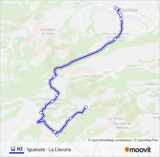 N2 Bus Line Map