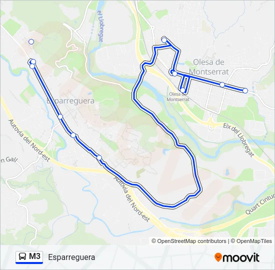 M3 Bus Line Map