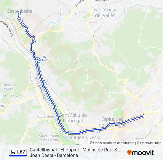 L67 Bus Line Map