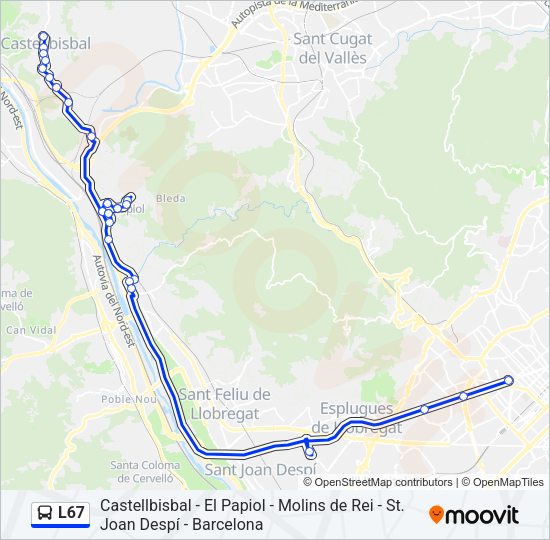 L67 Bus Line Map