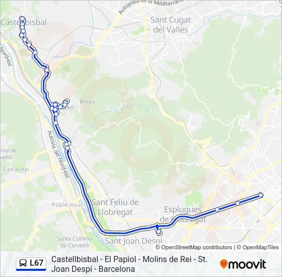 L67 bus Mapa de línia