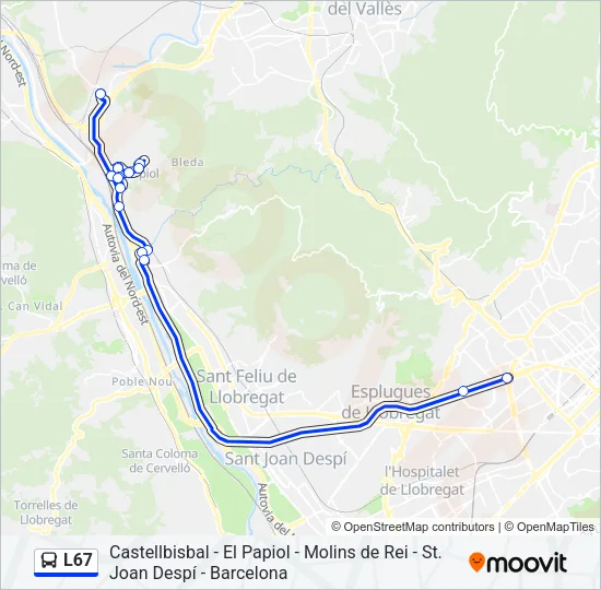 L67 Bus Line Map