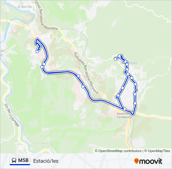 M5B Bus Line Map