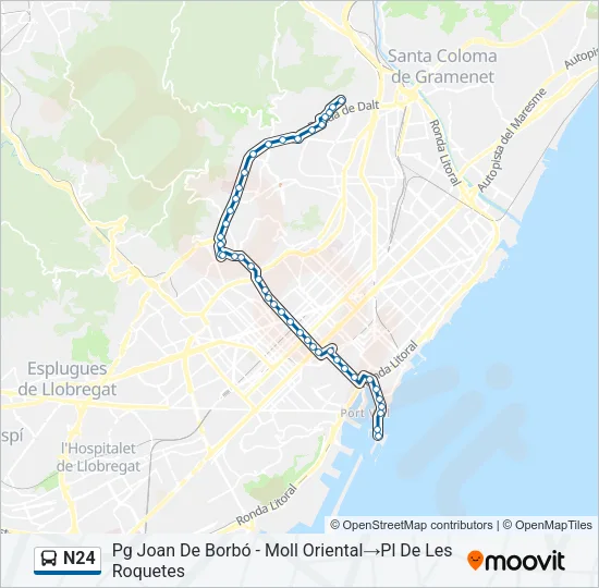 N24 Bus Line Map