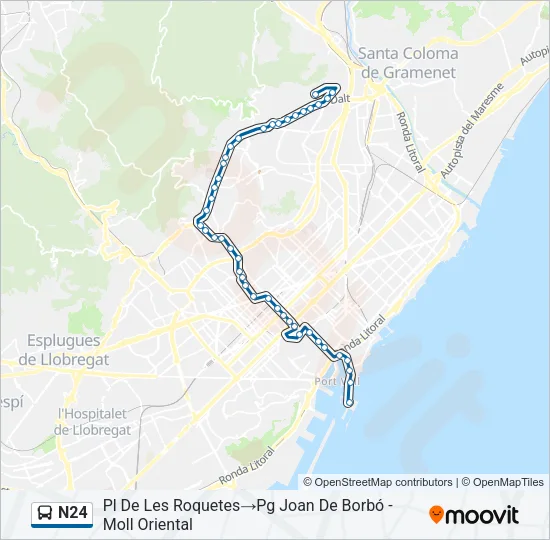 N24 Bus Line Map